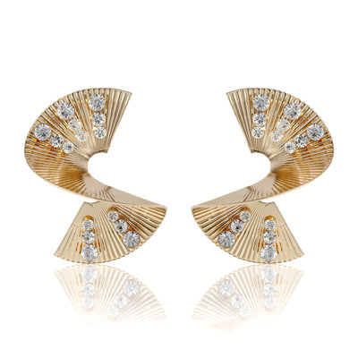 BCBGeneration Sculpted Fan Crystal Earrings