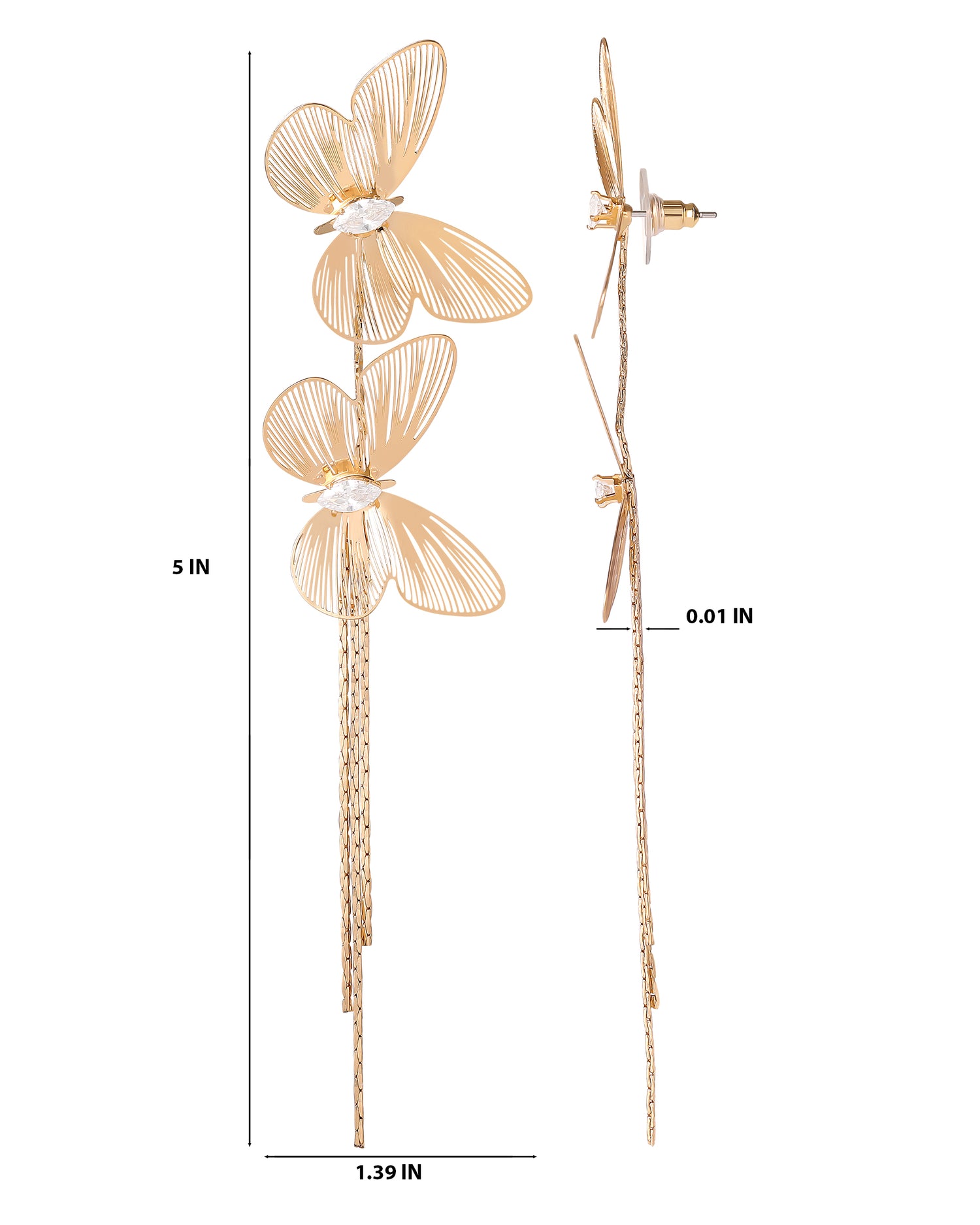 JS Jessica Simpson Long Butterfly Drop Earrings in Shimmering Gold-Tone