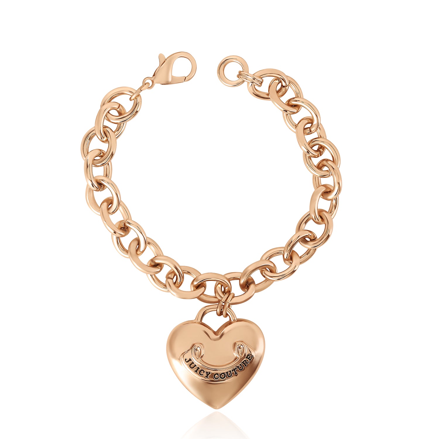 Juicy Couture 7" XL PUFFY HEART CHARM BRACELET -IMITATION YG PLT