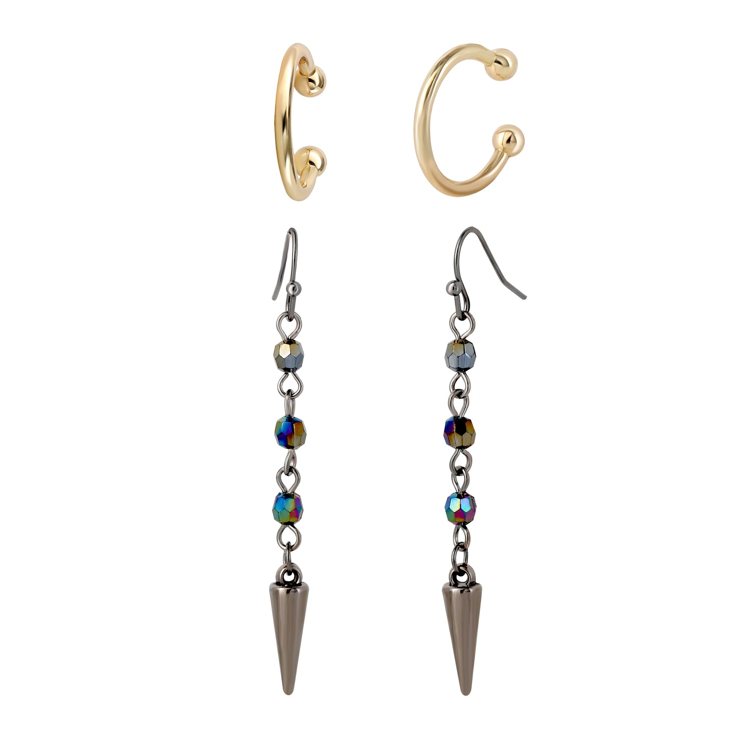 K-Pop Demon Hunters Rumi Ear Cuff & Drop Earrings Official License, Gold-Tone, K-Pop Gifts