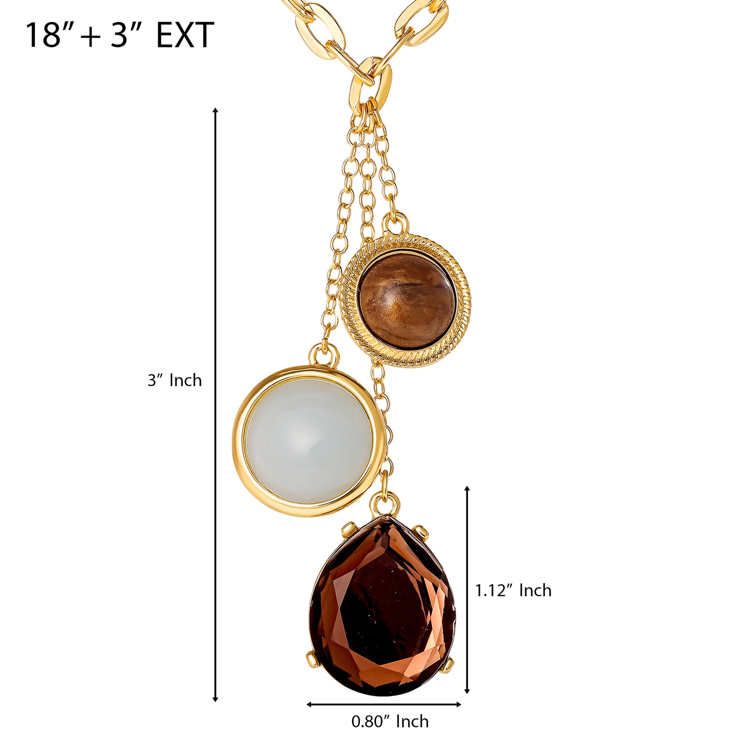 Jessica Simpson Resin Stone Dangle Pendant Necklace for Women, 18"+3" Gold-Tone Statement Necklace