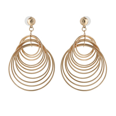 Jessica Simpson Multi Hoop Drop Earrings Yellow Gold-Tone, Statement Hoops