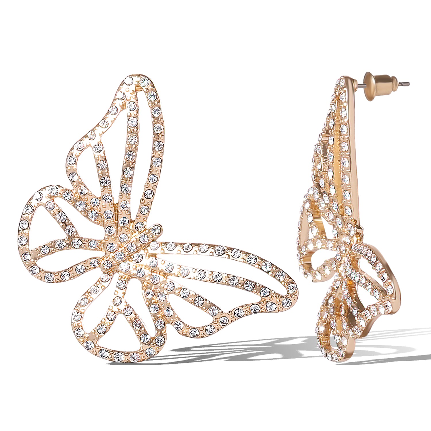 JS Jessica Simpson Textured Butterfly Stud Earrings in Gold-Tone