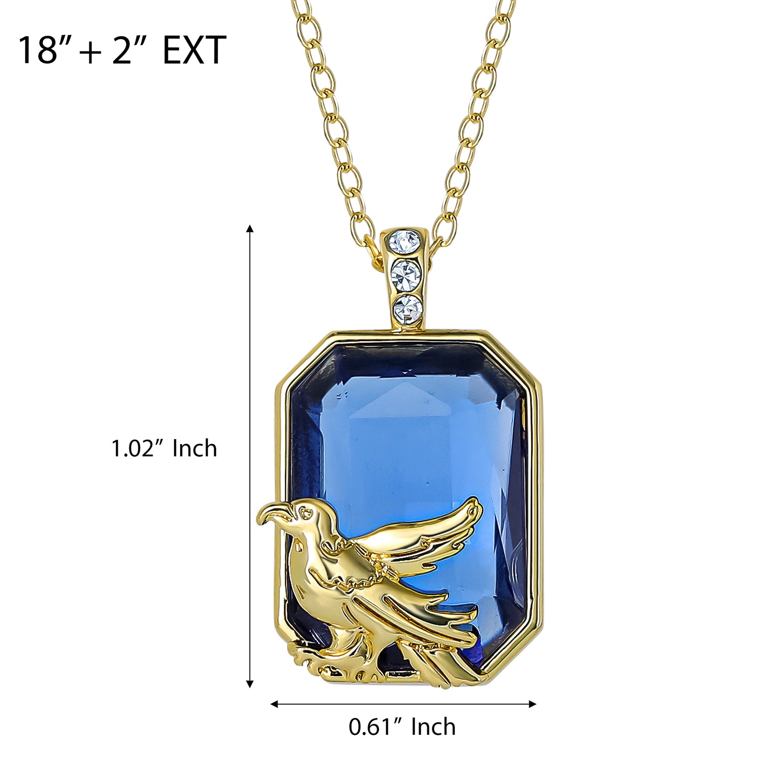 Harry Potter Ravenclaw Eagle Pendant Necklace Official License, 18+2"