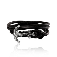 Lucky Brand Mens Black Anchor Wrap Bracelet with Adjustable Fit