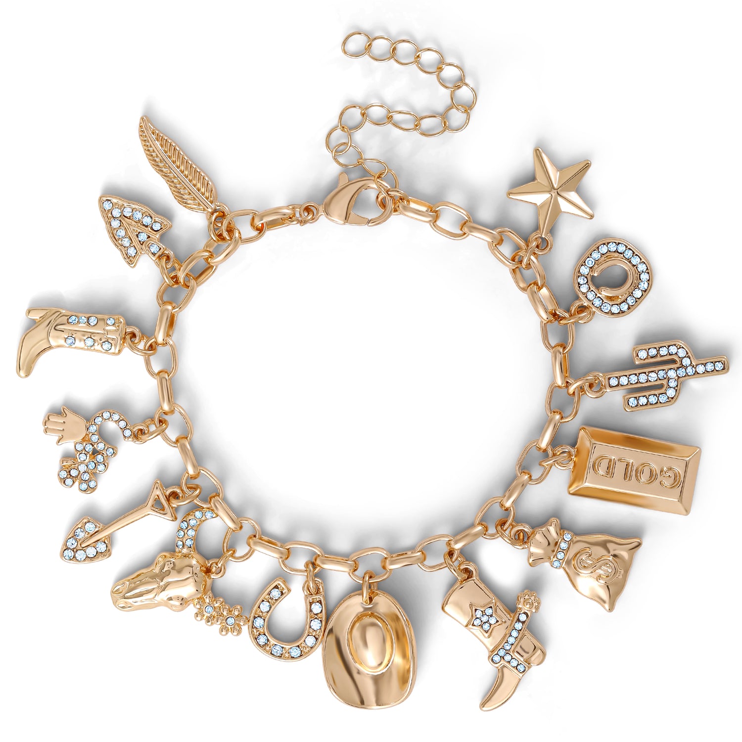 Jessica Simpson Gold-Tone Mixed Charm Toggle Bracelet
