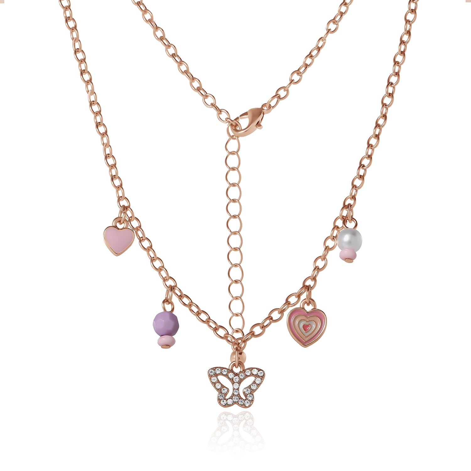 Jessica Simpson Kids Heart Charm Necklace and Earrings Set