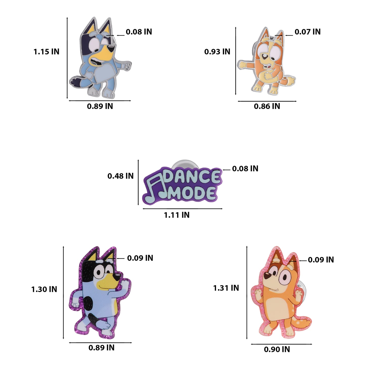 Bluey Enamel Pin Set - 5-Piece Character Collector Pack