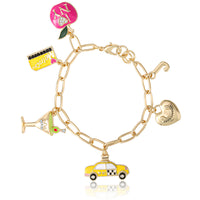 Juicy Couture City Icons Charm Bracelet, Gold‑Tone Enamel Charms