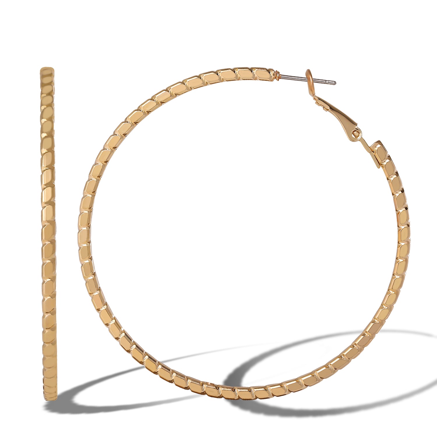 JS Jessica Simpson Textured Omega Gold-Tone Large Hoop Earrings