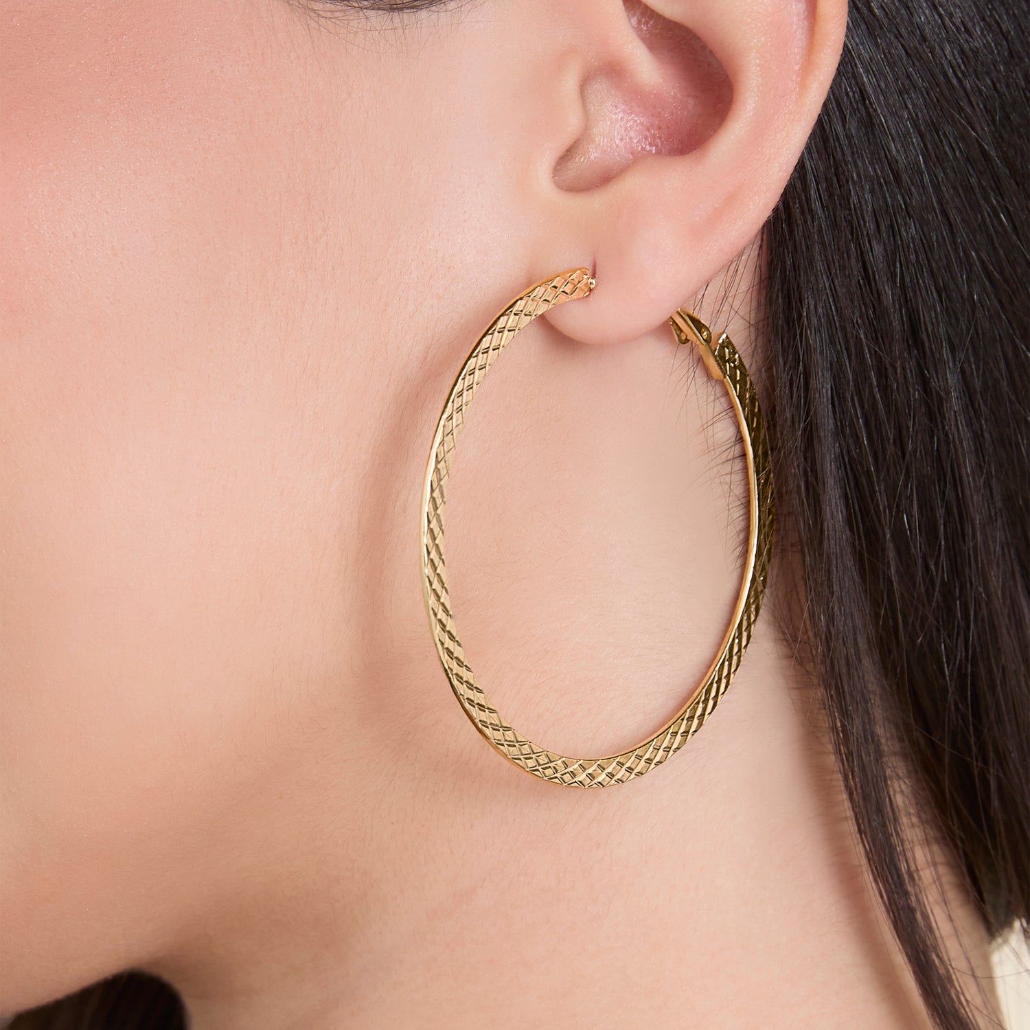 Jessica Simpson Textured Gold-Tone Large Hoop Earrings
