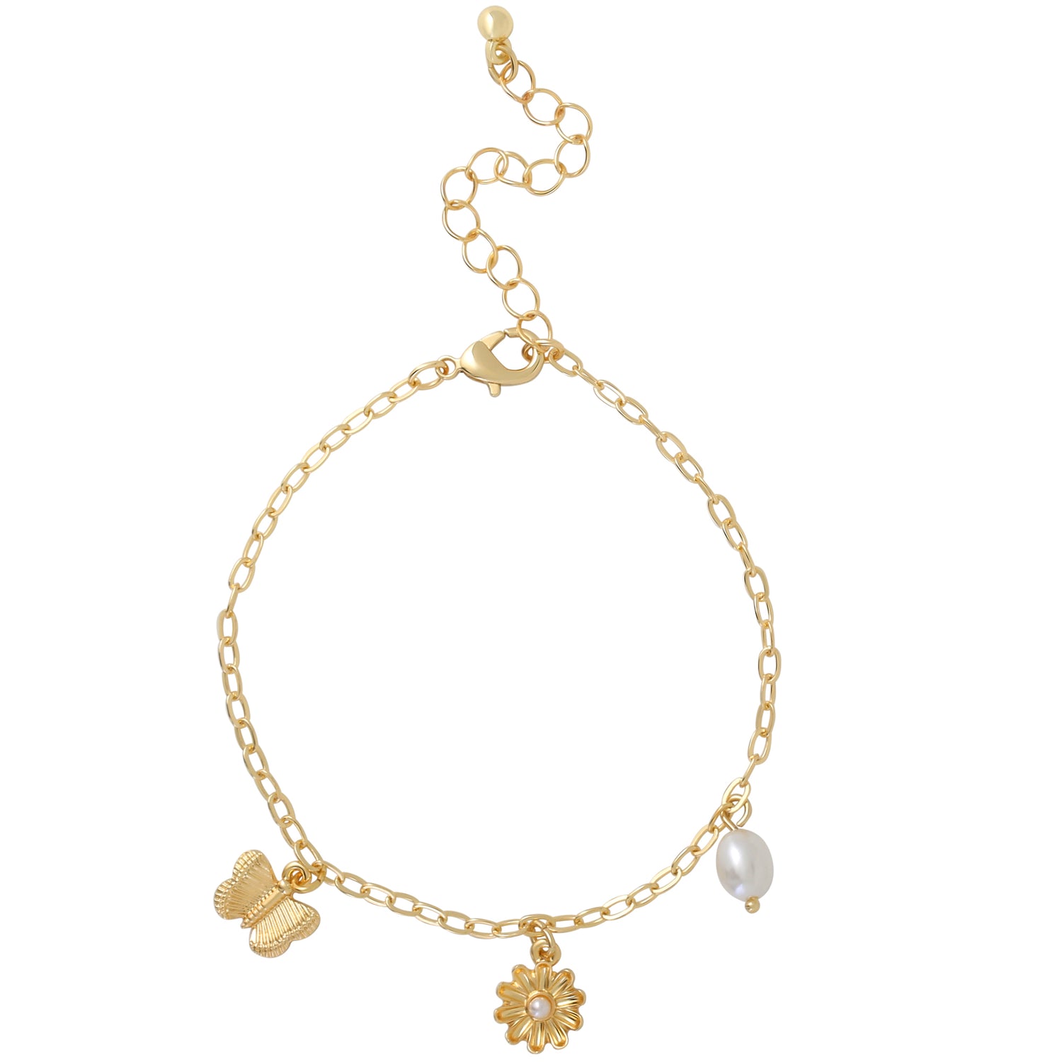 Celebrity Pink Stackable Beaded and Charm Bracelets for Women 5-Piece Set