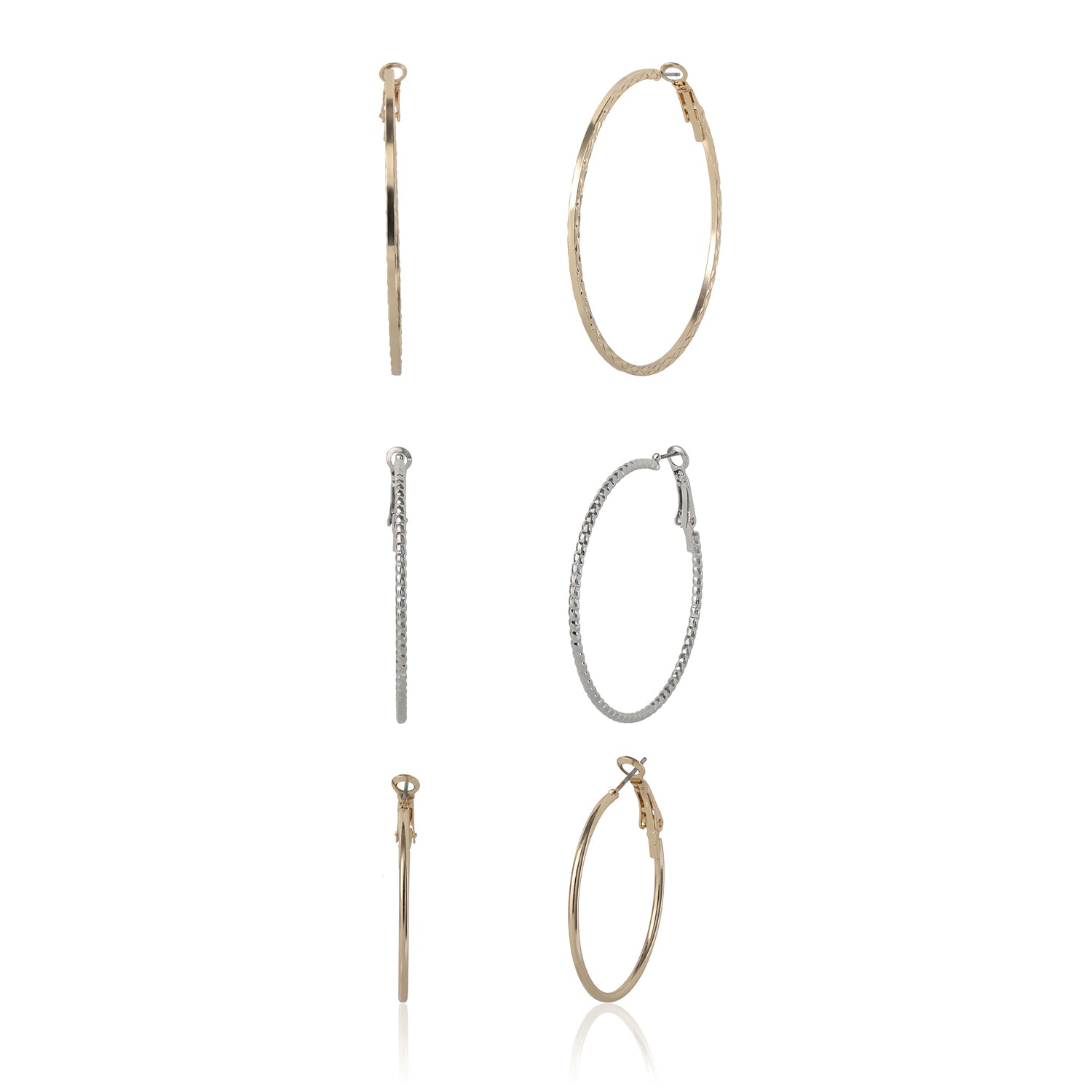 Jessica Simpson Mixed Metal Hoop Earring Set in Gold & Silver-Tone