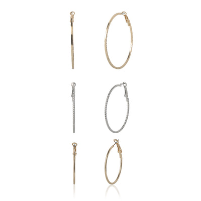Jessica Simpson Mixed Metal Hoop Earring Set in Gold & Silver-Tone