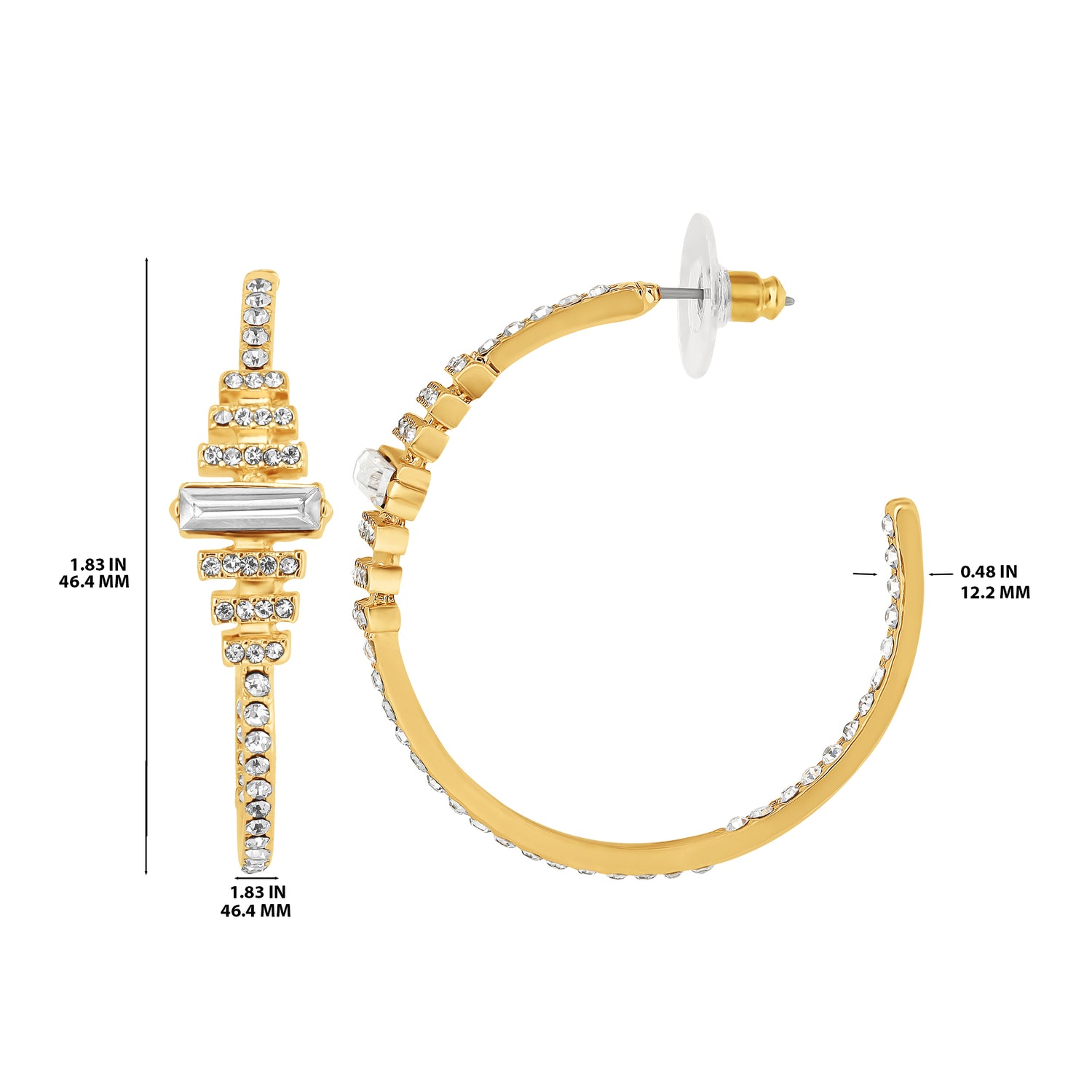 BCBGeneration Crystal Baguette Hoop Earrings
