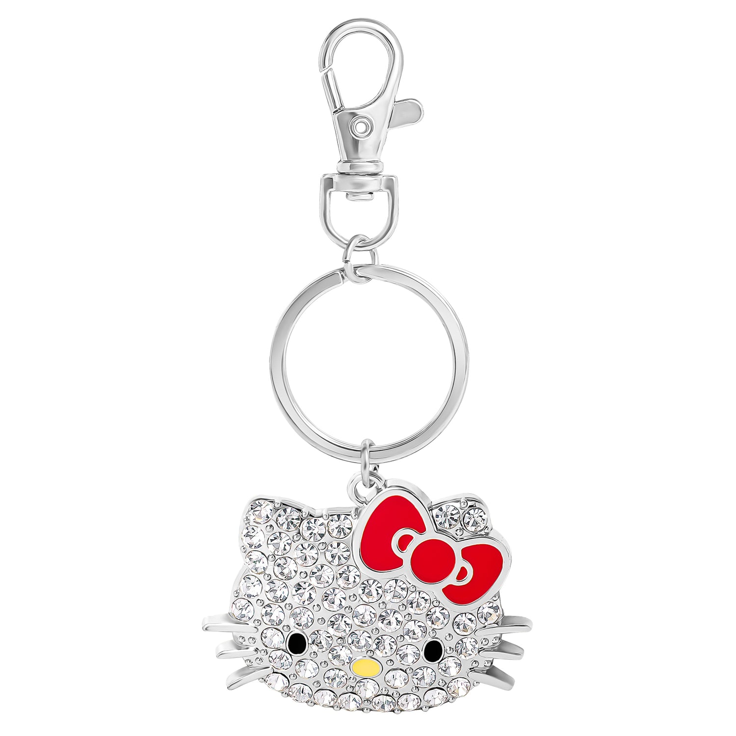 SALLY ROSE Hello Kitty Keychain and Necklace Set for Women Official License, Crystal Pave Sanrio Pendant Necklace and Key Chain