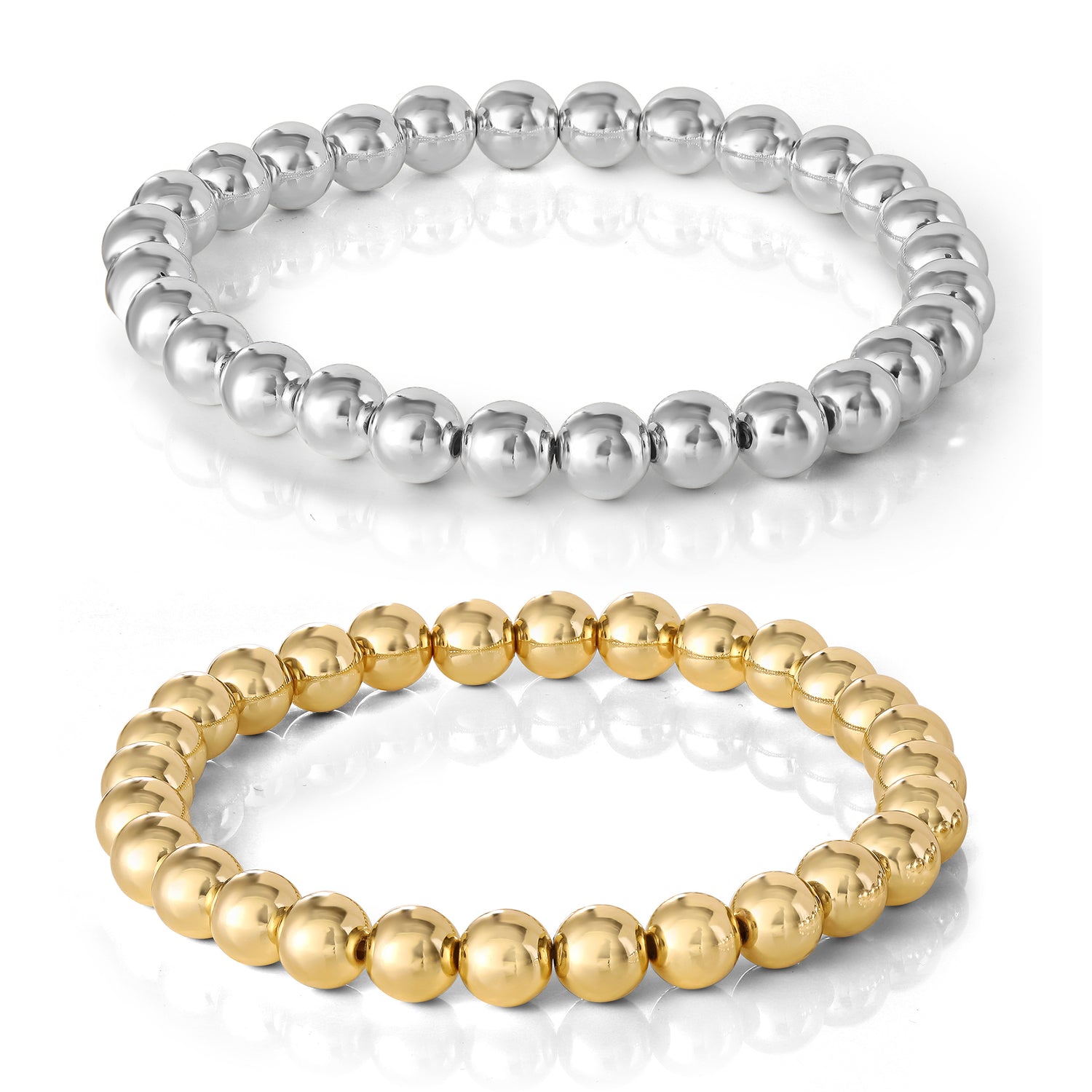 Jessica Simpson Crystal Stretch Bracelet - 5 Piece Set - Gold and Silver