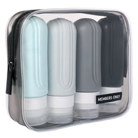 MEMBERS ONLY 4 PIECE SILICONE TRAVEL BOTTLE SET WI