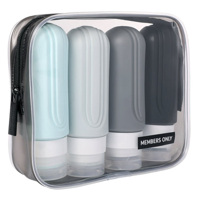 MEMBERS ONLY 4 PIECE SILICONE TRAVEL BOTTLE SET WI