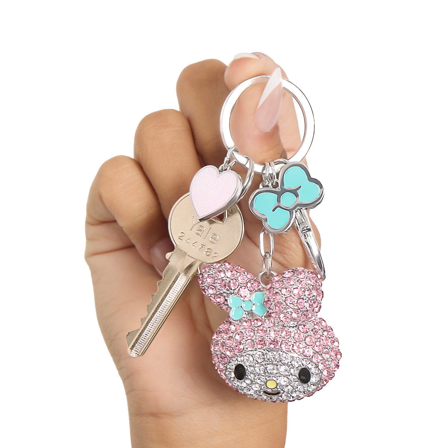 My Melody Crystal Cluster Pavé Bag Charm Keychain – Officially Licensed Sanrio