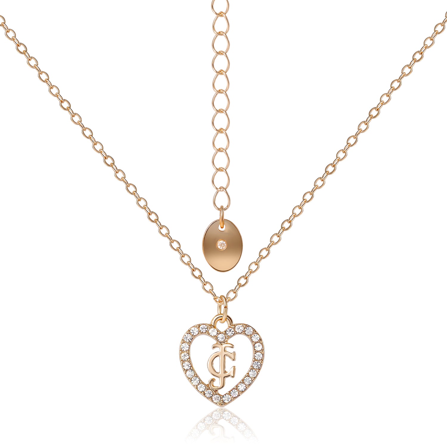Juicy Couture Gold-Tone Pavé Heart Necklace & Stud Earrings Set