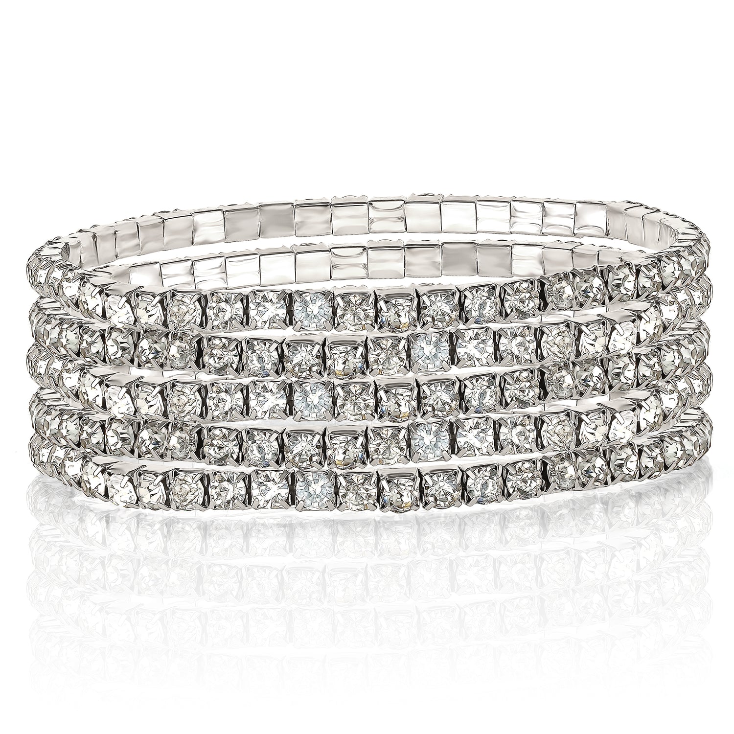 Jessica Simpson 5-Piece Rhinestone Bracelet Set - Silver Clear