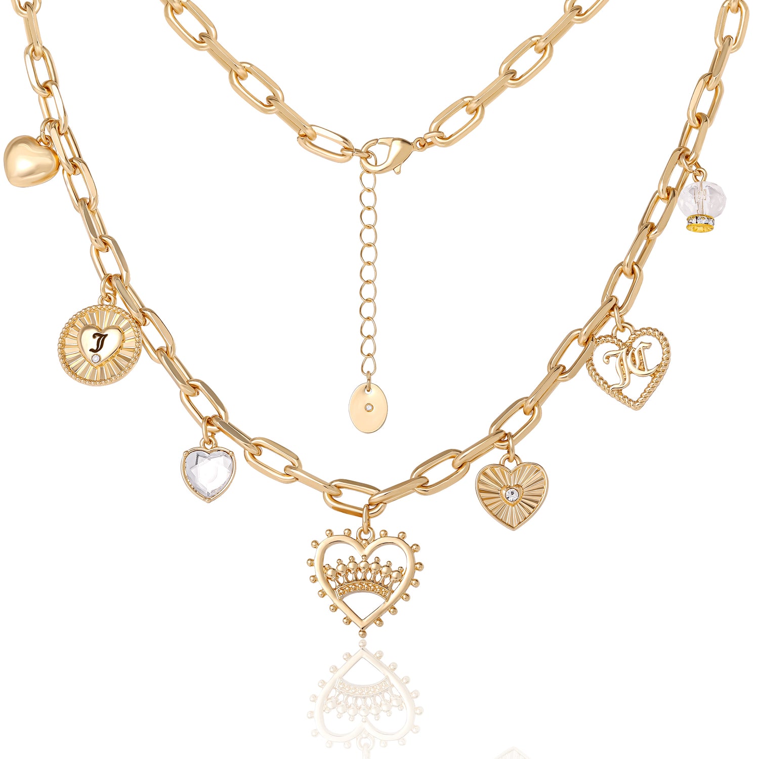 Juicy Couture Heart Juicy Logo Charm Necklace - 18+2''