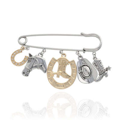 Jessica Simpson Mixed Metal Rodeo Charm Safety Pin Brooch