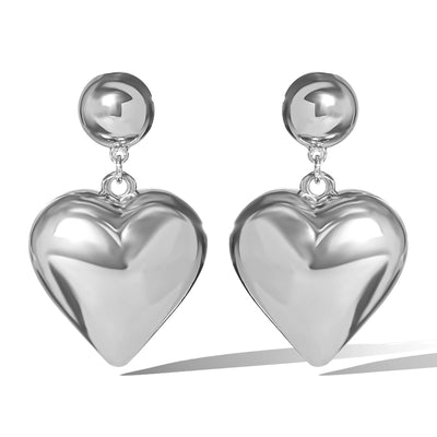 Jessica Simpson Puffy Heart Statement Stud Earrings in Silver-Tone