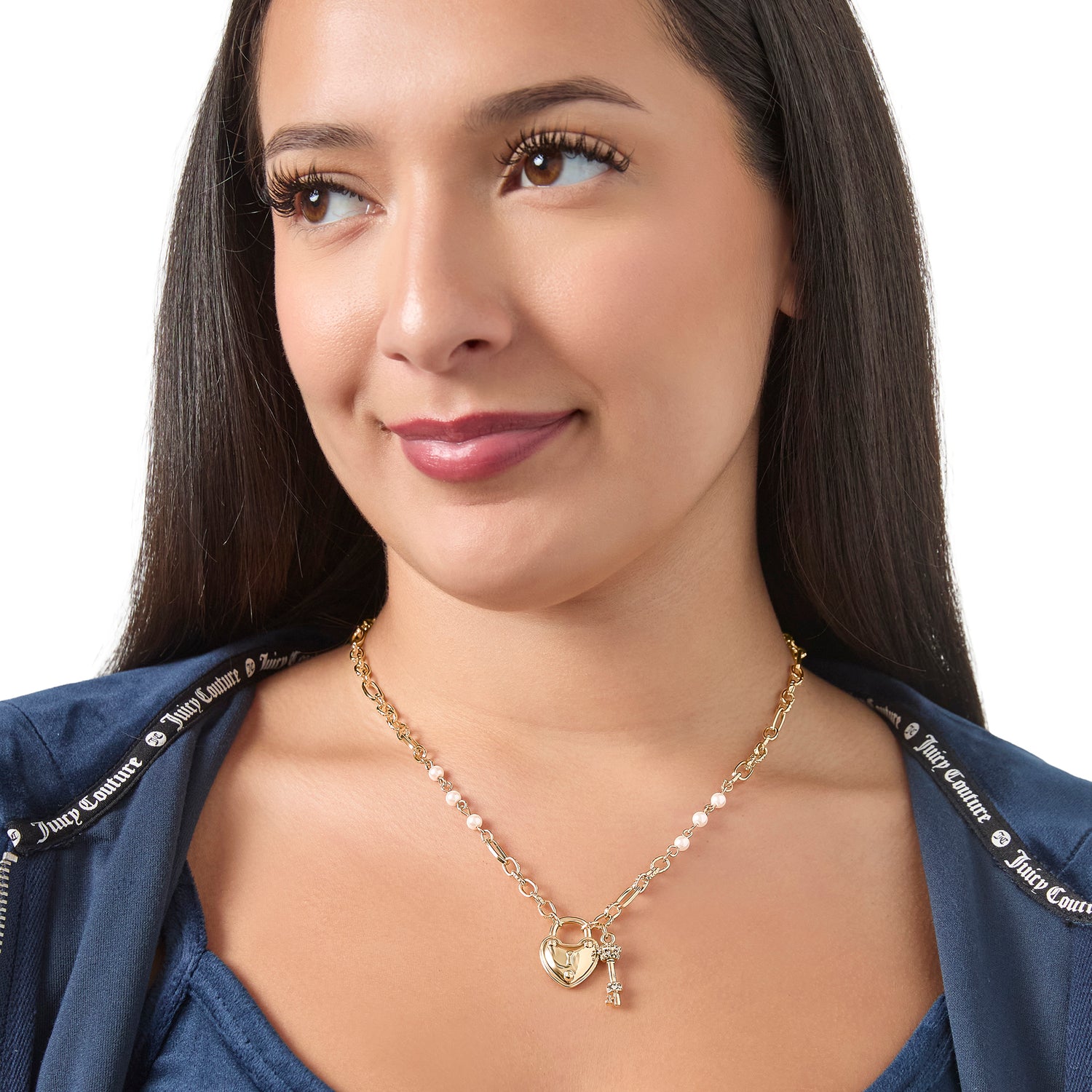 Juicy Couture Heart Locket Charm Necklace, Gold‑Tone