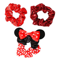 Minnie Mouse Scrunchies 3-Piece Official License, Disney Hair Accessories