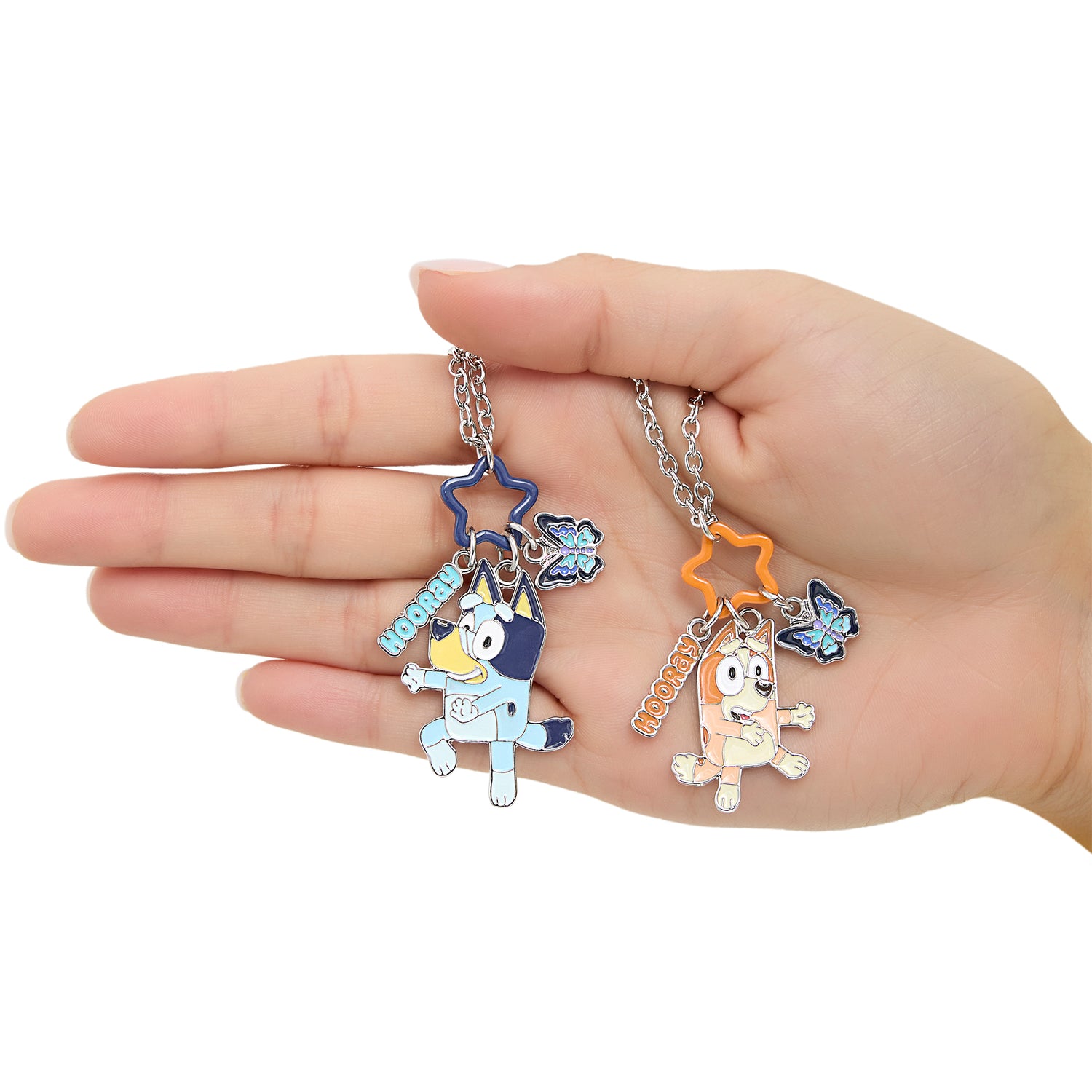 Bluey and Bingo BFF Pendant Necklace Set with Star and Charm Tags - 2 Piece Jewelry Gift