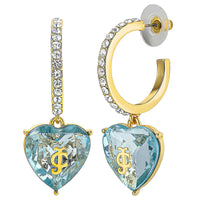 Juicy Couture Heart Charm Hoop Earrings for Women, Colored & Clear Stones - Blue