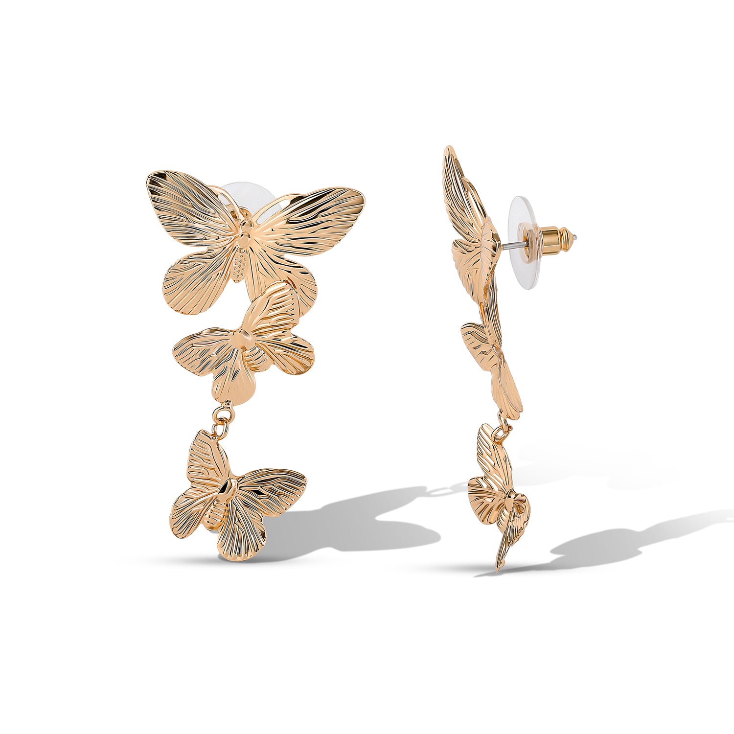 JS Jessica Simpson Cluster Butterfly Drop Earrings in Gold-Tone