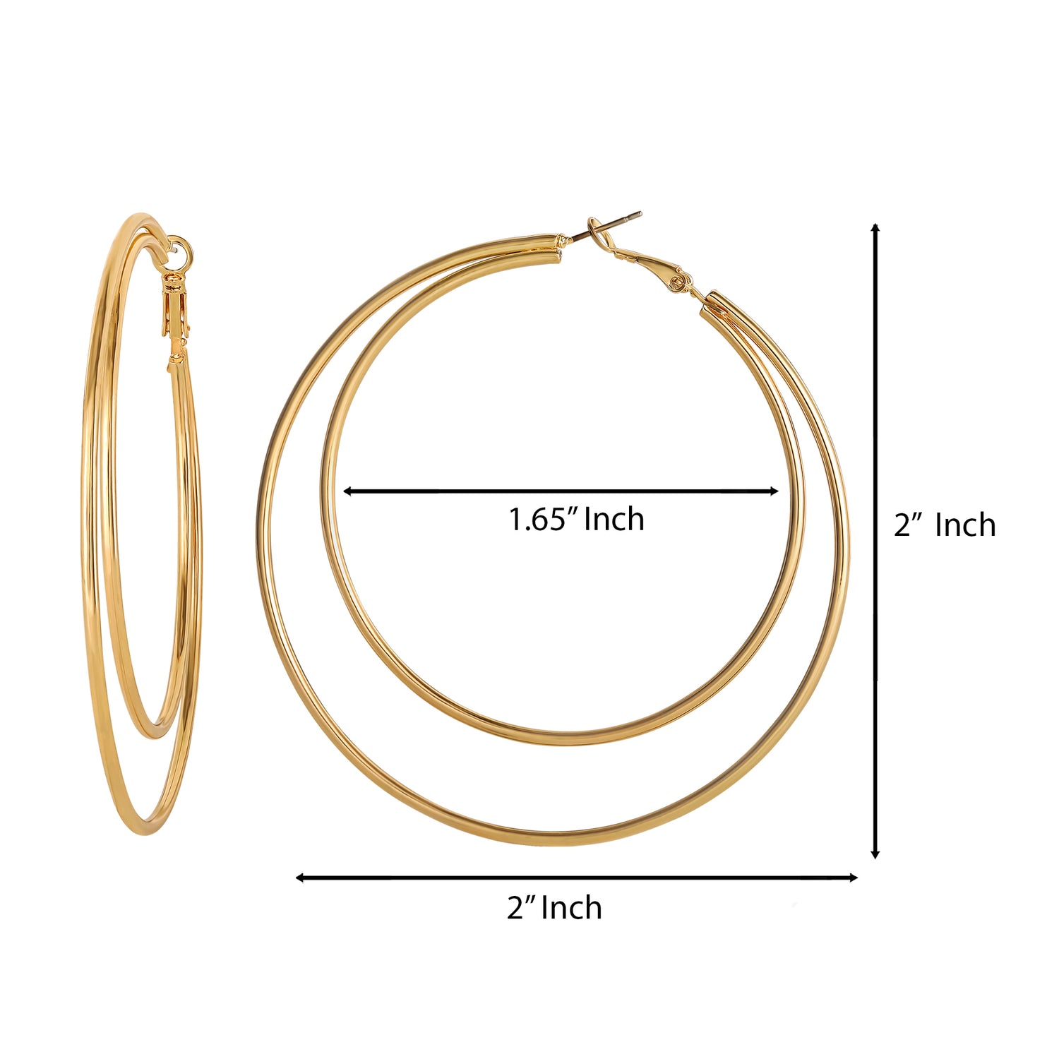 Jessica Simpson Double Layer Gold-Tone Hoop Earrings – Stylish Multi-Hoop Design for a Bold Look