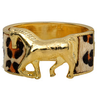 Jessica Simpson Gold-Tone Horse Bracelet Bangle, Leopard Print