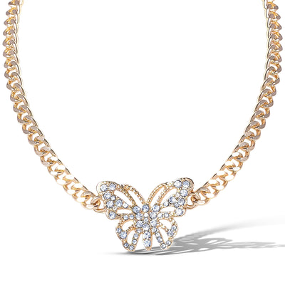 Jessica Simpson Butterfly Pendant Chain Necklace