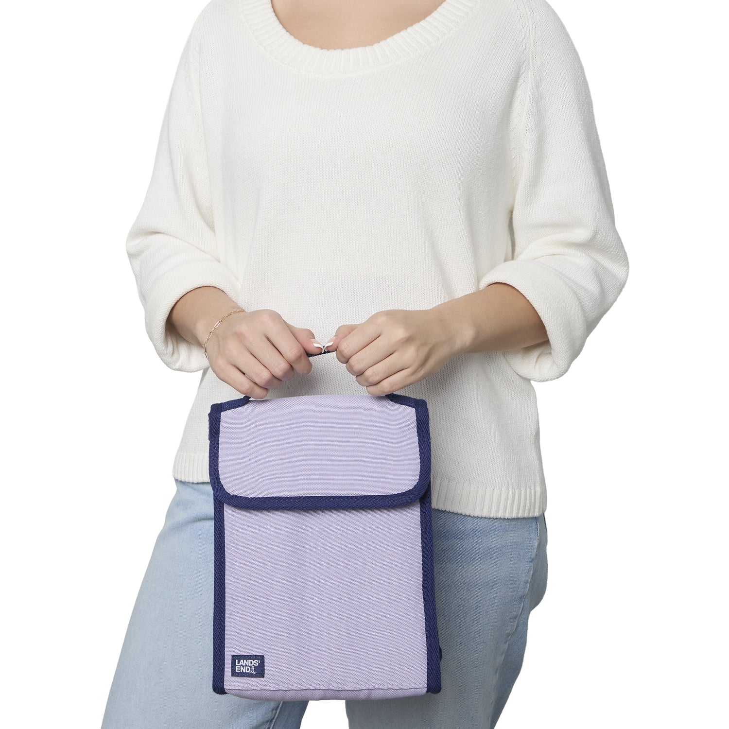 Lands' End Small Cooler Bag Polyester Canvas, Soft Cooler Lunch Box for Women and Men (Lilac) - Lilac