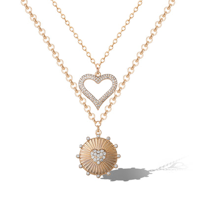 Jessica Simpson 2-Piece Gold & Silver Heart and Eye Layered Necklace Set