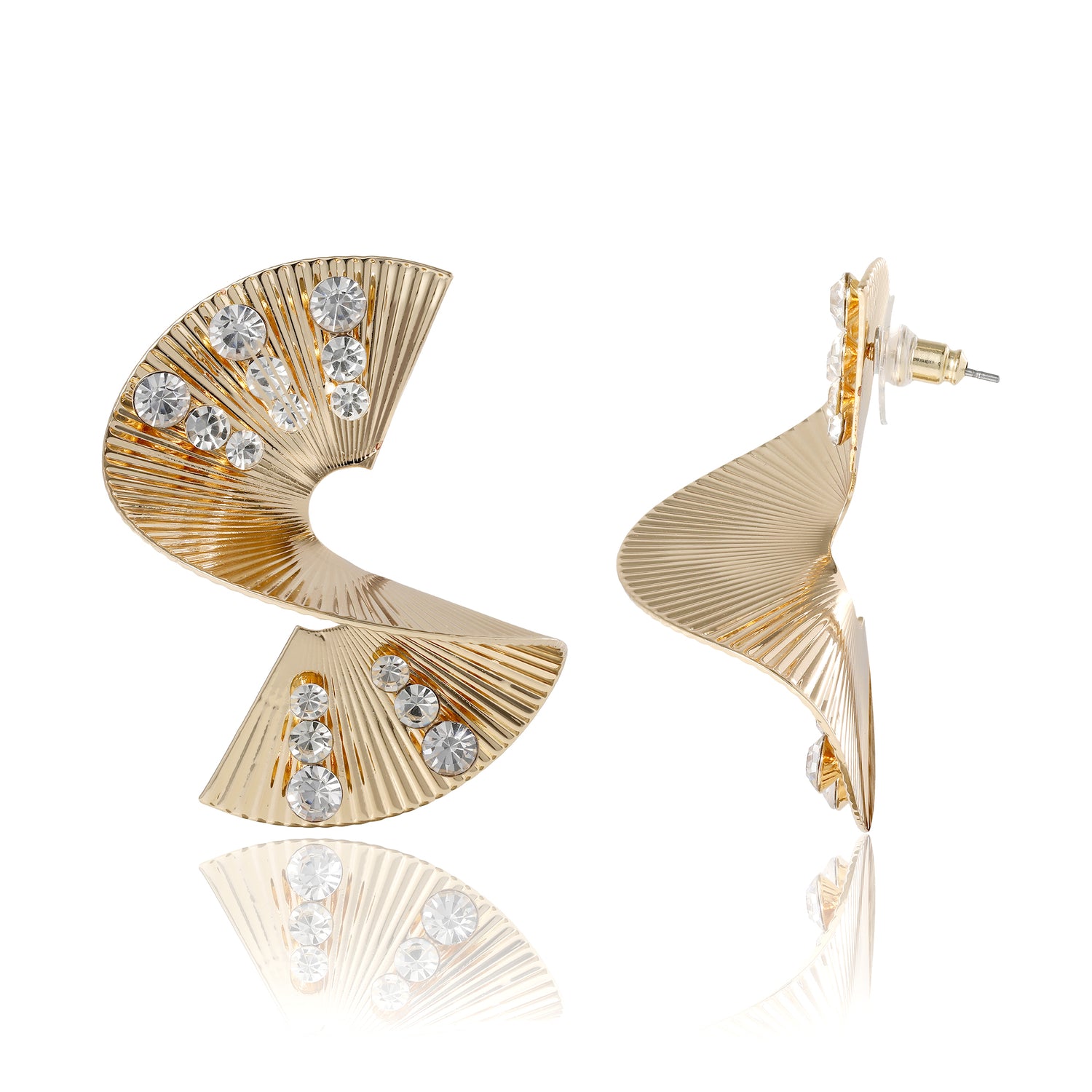 BCBGeneration Sculpted Fan Crystal Earrings