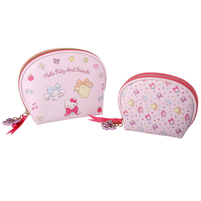 Hello Kitty and Friends Dome Makeup Bag Set Official License, Large and Small Cute Cosmetic Travel Bags, Sanrio Gifts