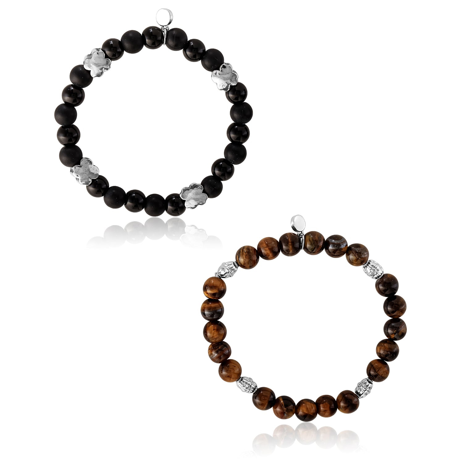 Lucky Brand Stretch Stone Bracelet Set – Black Onyx & Tiger’s Eye