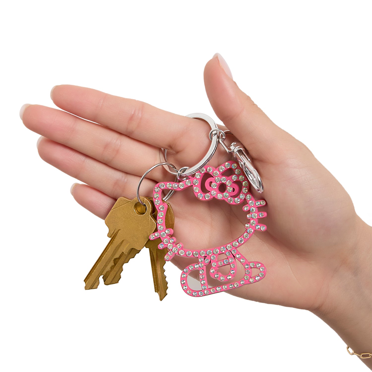 Hello Kitty Pink Crystal Outline Keychain