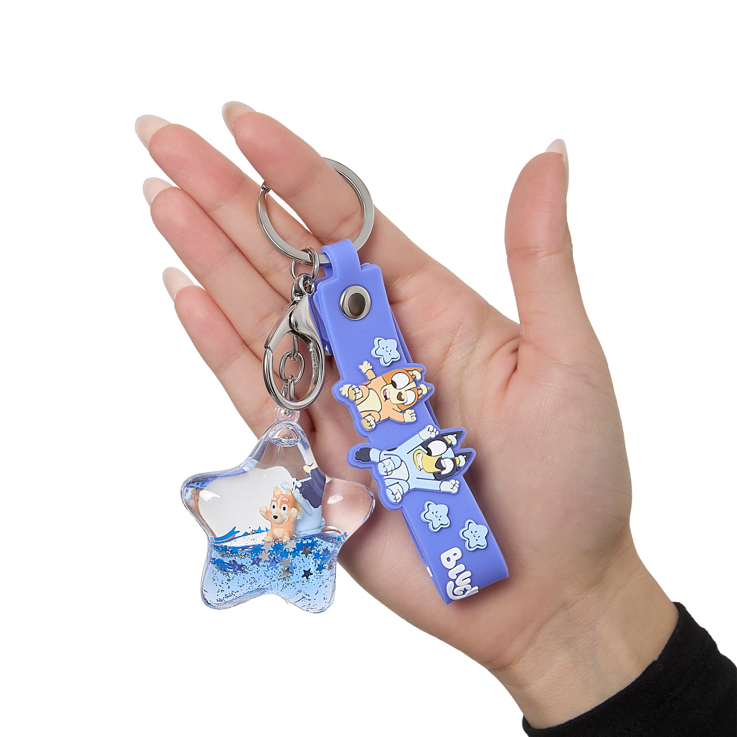 Bluey and Bingo Liquid Star Bag Charm Keychain