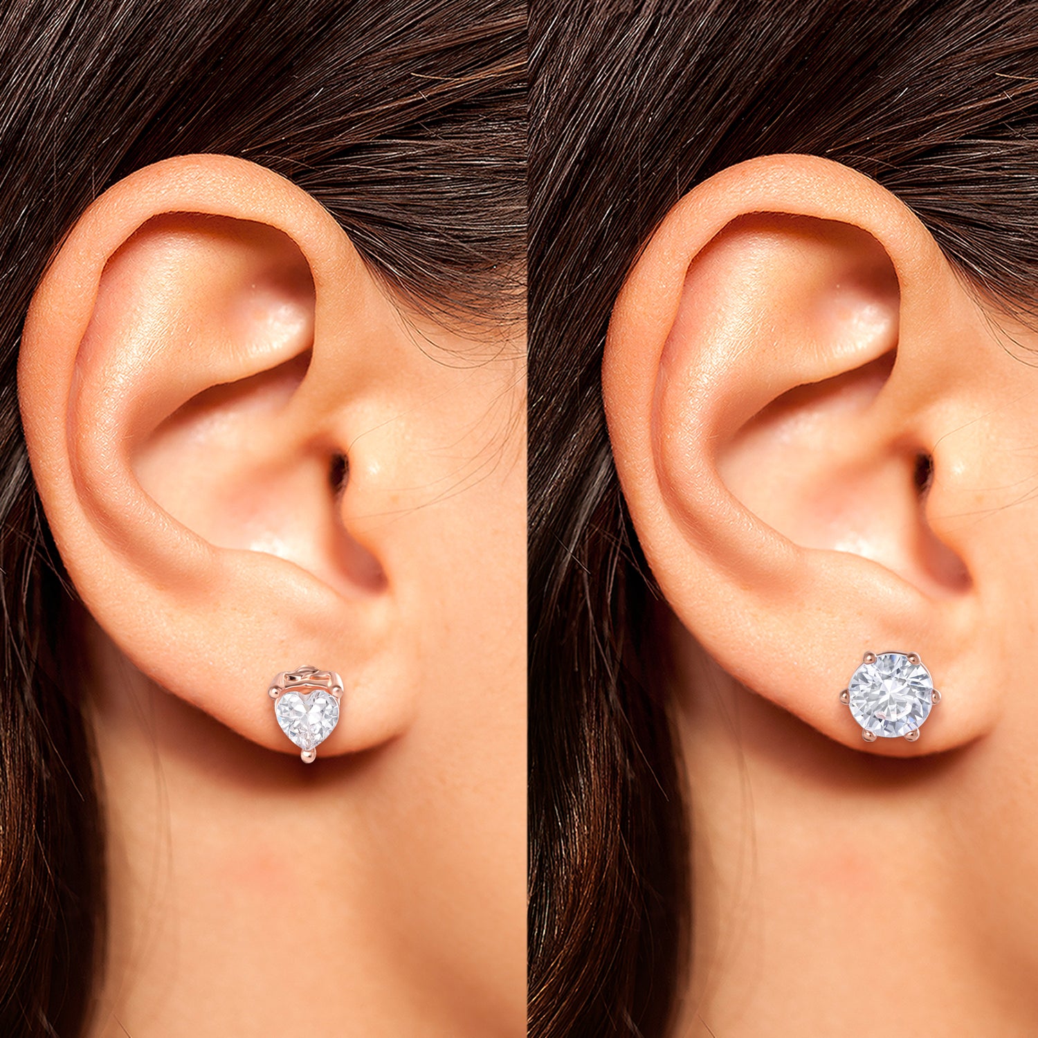 Jessica Simpson Heart and Round Crystal Stud Earring Set - 2 Pairs