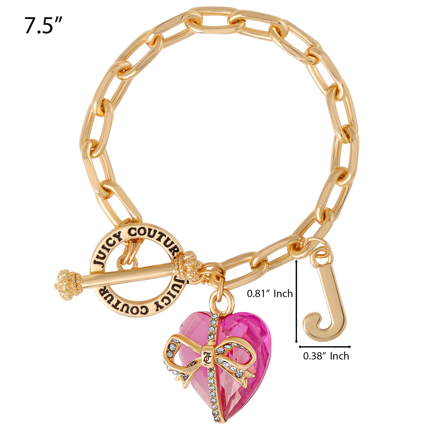 Juicy Couture Heart Stone & J Charm Bracelet