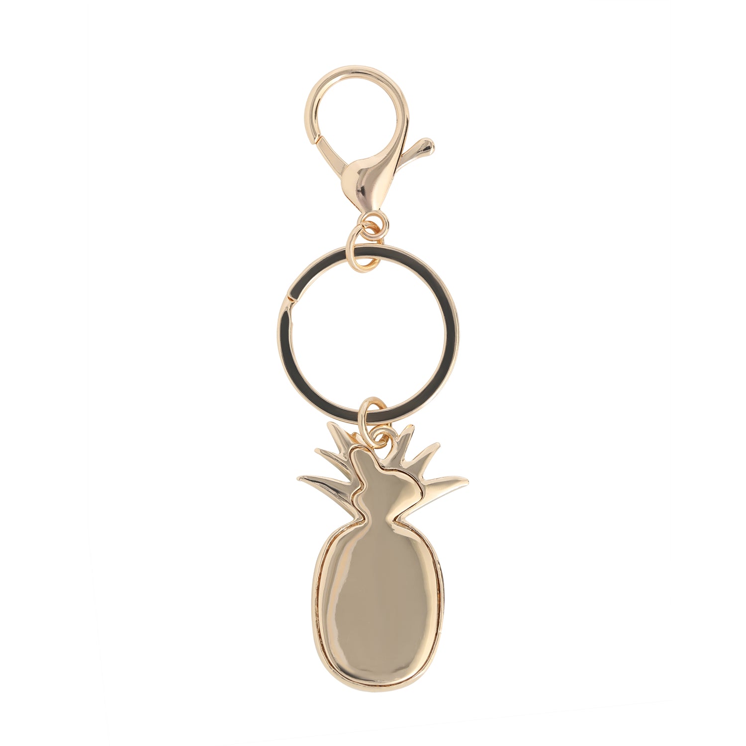 Juicy Couture Crystal Pineapple Keychain, Gold‑Tone with Green Enamel Leaves