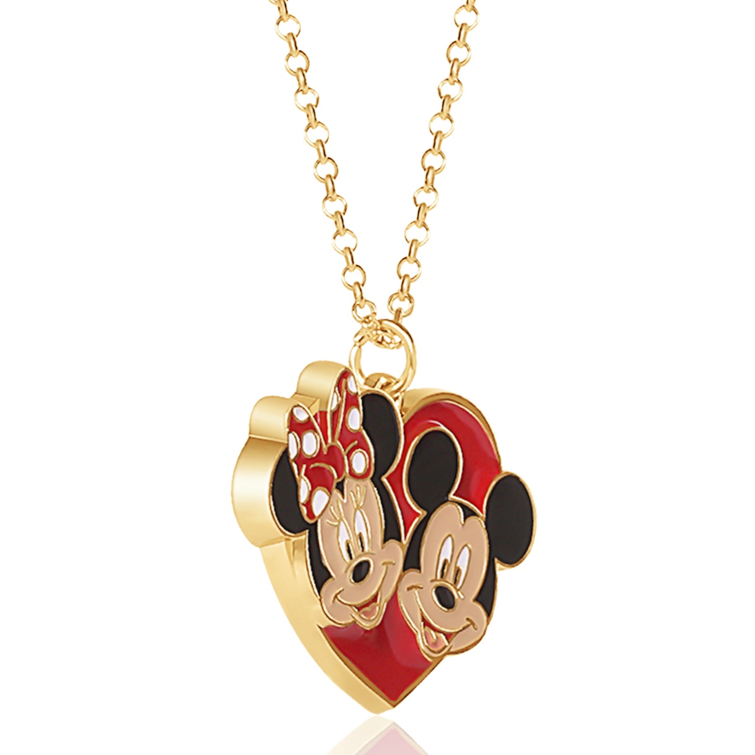Disney Mickey & Minnie Heart Necklace and Stud Earrings Set