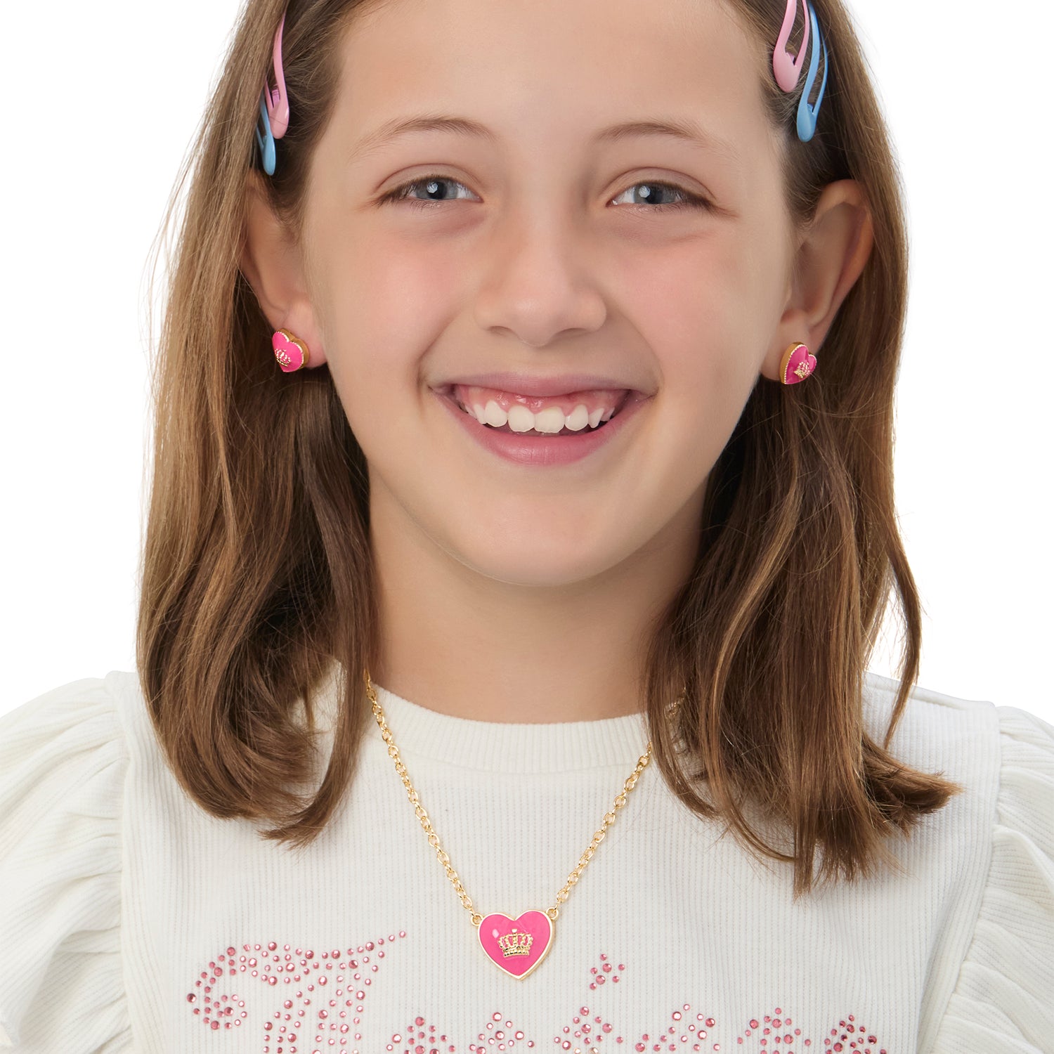 Juicy Couture 15? + 2? Crown Logo Heart Pendant Necklace ? Adjustable