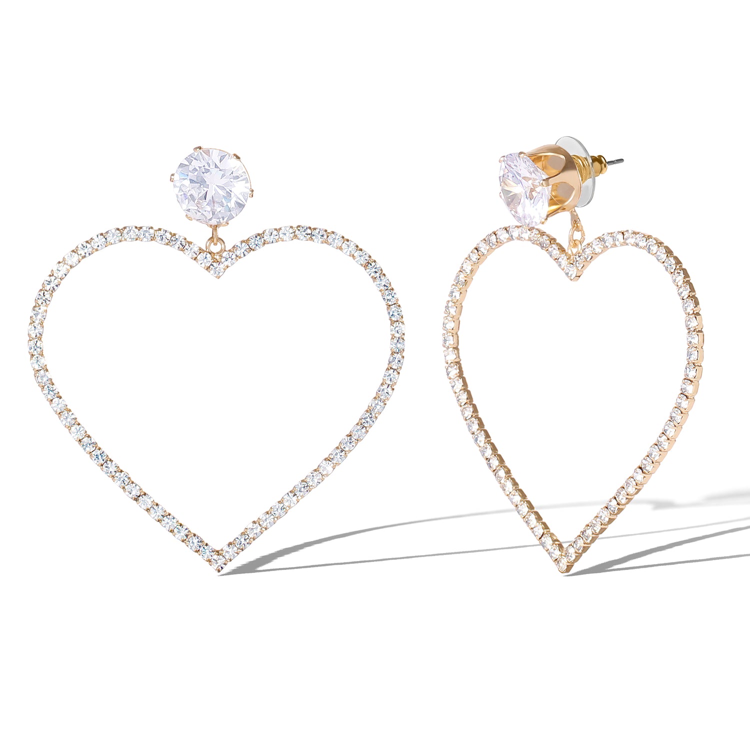 Jessica Simpson Crystal Heart Drop Earrings